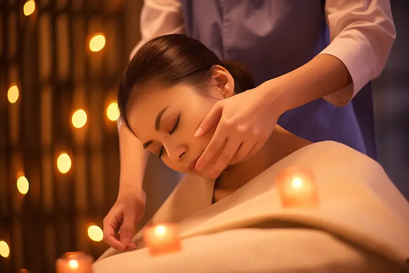 图片海报设计背景广告设计素材元素女性spa技师肩部按摩