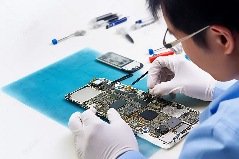 清晰的摄影图高清的图片海报设计背景广告设计素材元素维修工人在修理手机