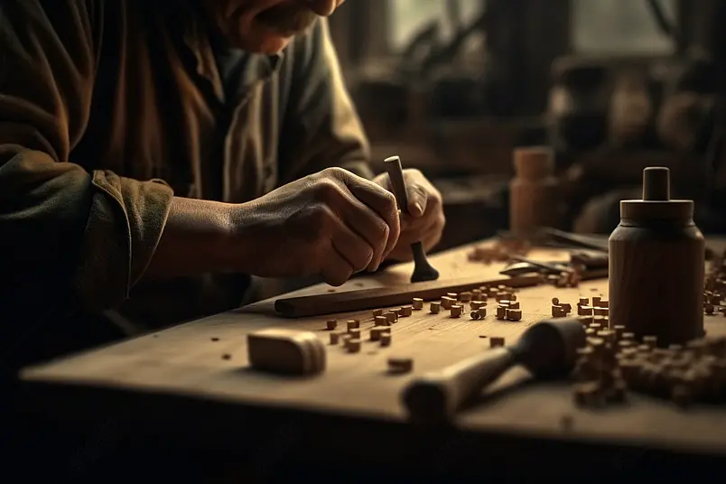 老师傅匠人传承专注的雕刻