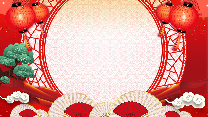 中国风云纹家电数码春节新年节日海报背景