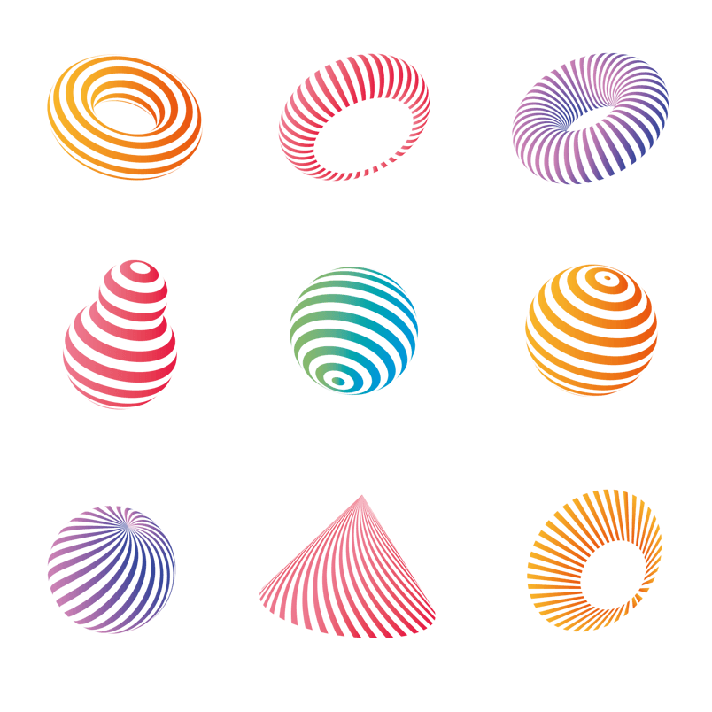 五彩圈圈条纹元素下载