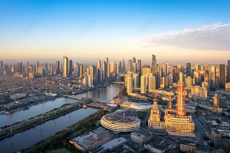 清晰的摄影图高清的图片海报设计背景广告设计素材元素城市建筑夜景航拍宁波三江口两岸cbd建筑