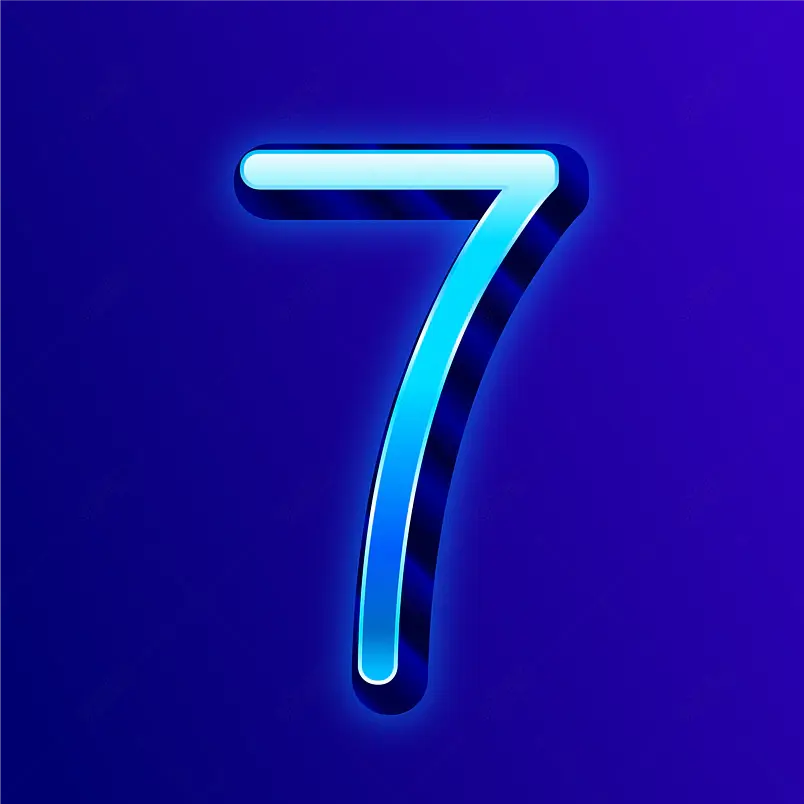 蓝色渐变霓虹灯简约数字7字体元素