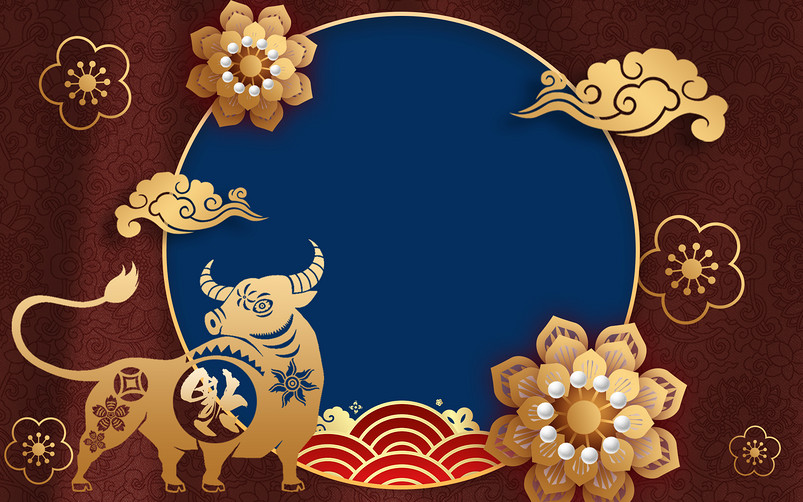 2021牛年新年中国风海报背景