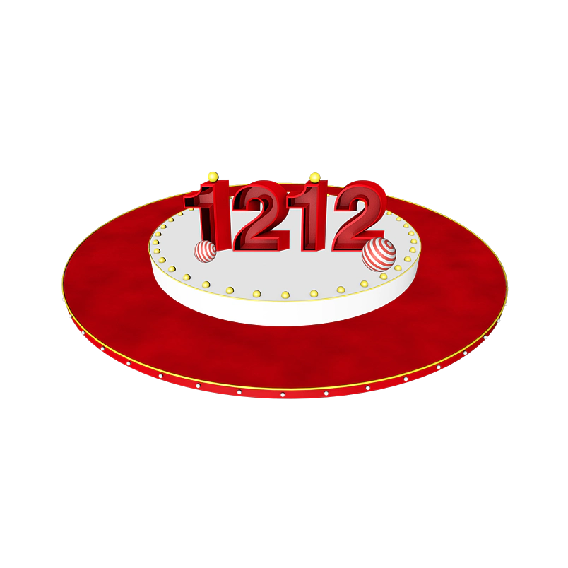 C4D立体灯光红色舞台1212双十二电商素材