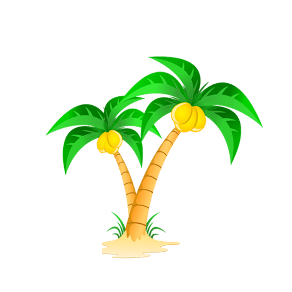 手绘椰树椰果
