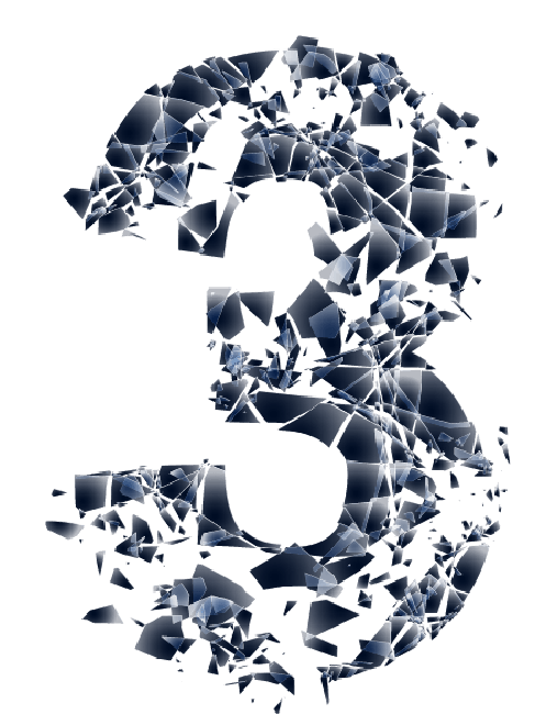 超酷玻璃碎片数字3