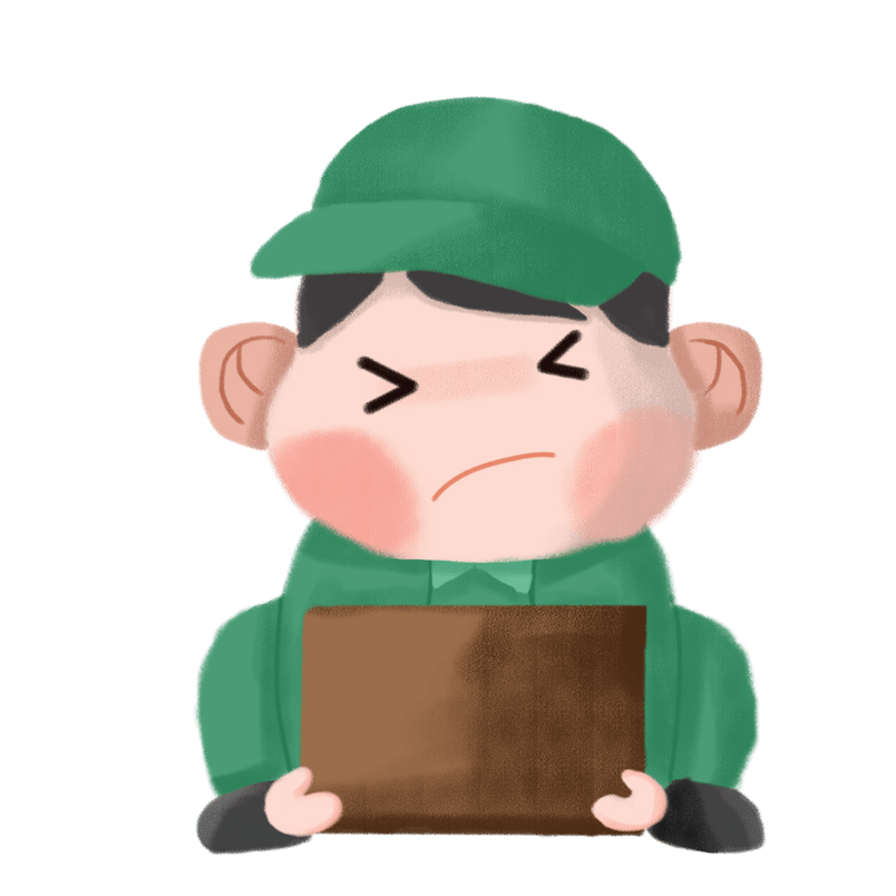 戴帽子快递员送快递手绘卡通素材