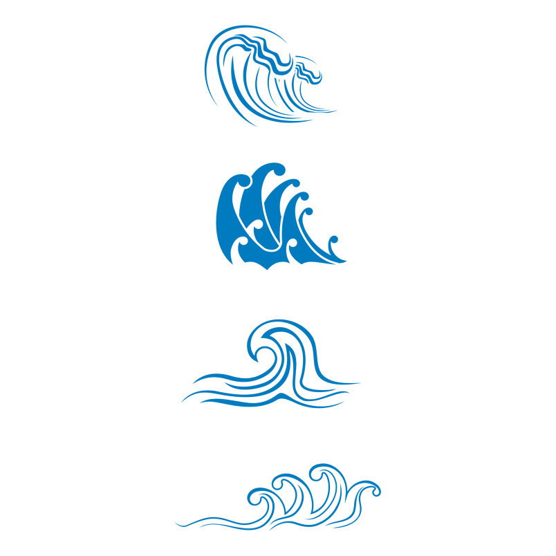 蓝色海浪浪花动感矢量高清中国风日系古典