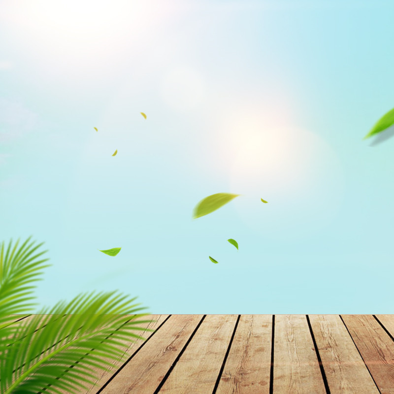 绿色叶子木板食品蓝色主图直通车促销背景