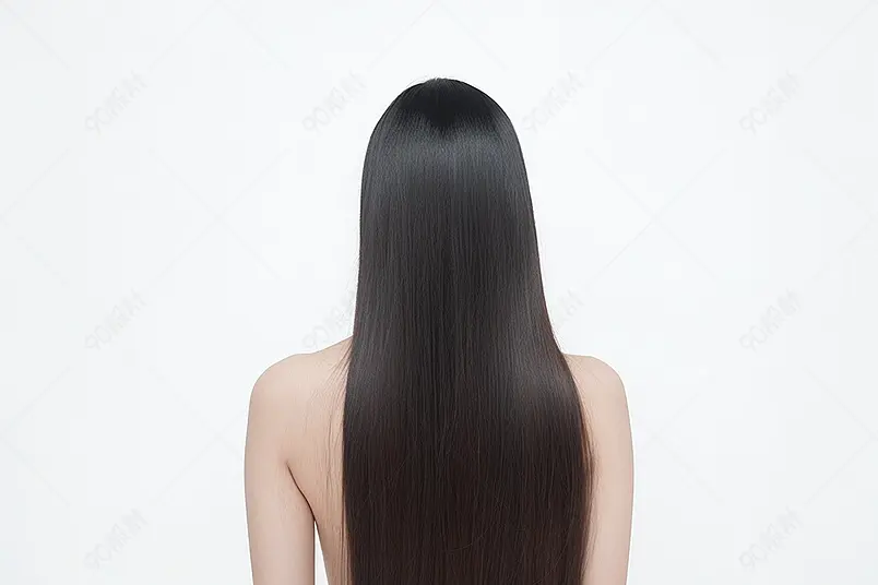 美丽美女展示丝滑的秀发背影