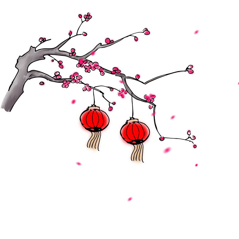 传统中国风手绘梅花灯笼