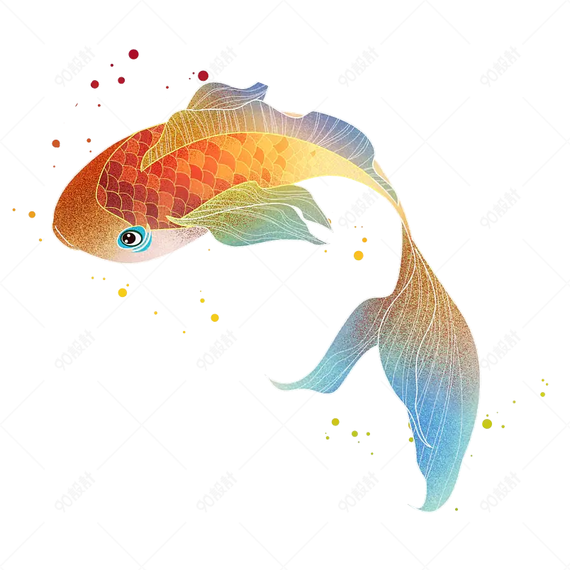 卡通手绘插画游鱼装饰锦鲤动物元素