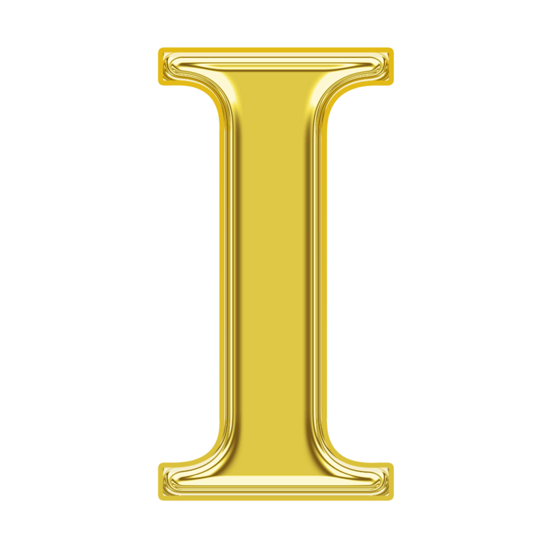 金色金属质感字母I