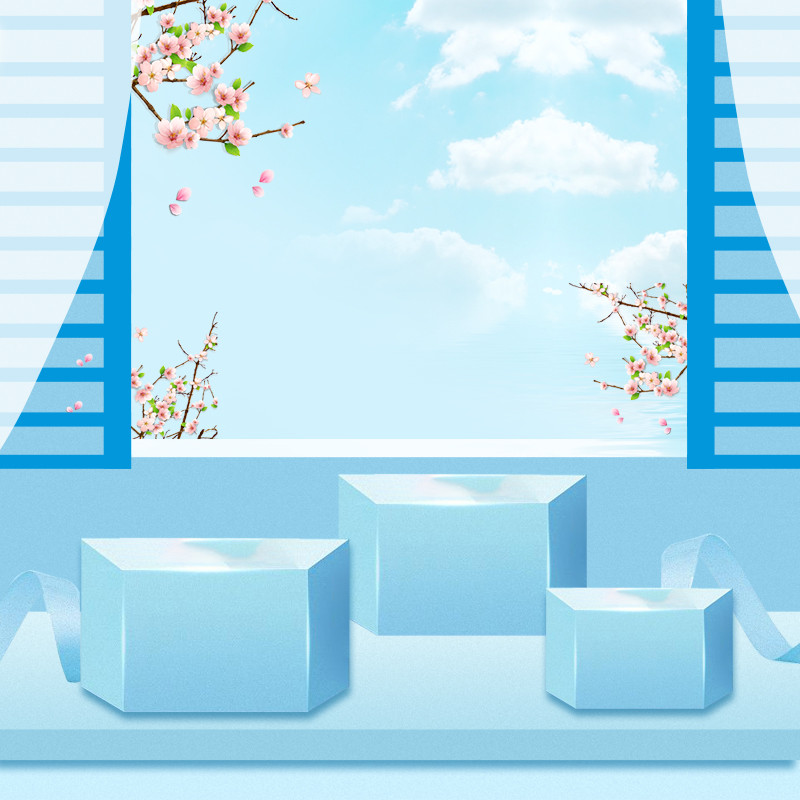 浅蓝色摄影空间时尚简约化妆品主图背景图