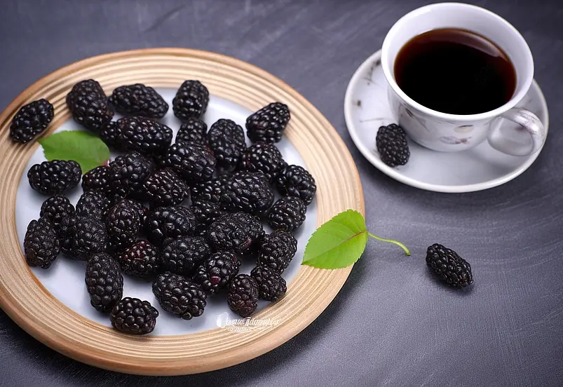 清晰的摄影图高清的图片电商产品拍摄美食美味食物一盘水果和一杯咖啡桑葚