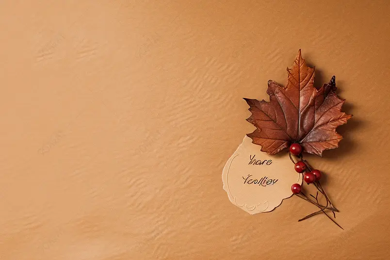 清晰的摄影图高清的图片海报设计背景广告设计素材元素黄色的牛皮纸下的感恩节贺卡