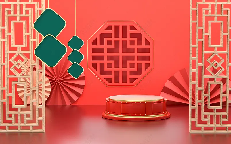 大红色喜庆春节过年年货节海报背景banner中国风国潮