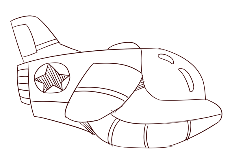 线描飞机空中格斗插画