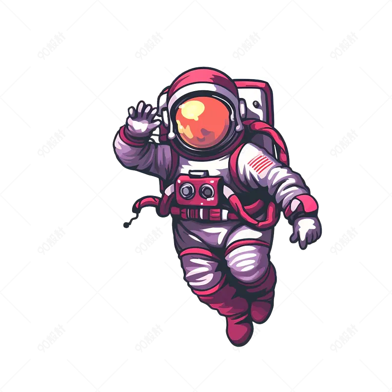 宇航员登月航天空间宇宙太空月球科技星球手绘图