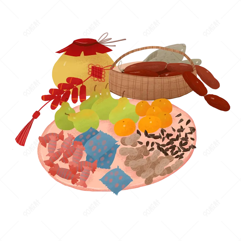 年货节买年货春节中国节日手绘插画