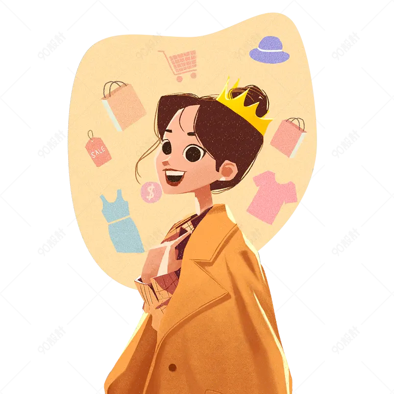 女神女王节女生节三八妇女节购物手绘素材