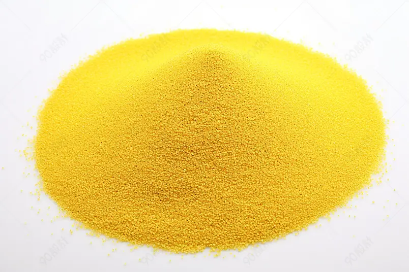 产品拍摄清晰的摄影图高清的图片海报设计背景广告设计素材元素 白色背景上一堆黄色的小米