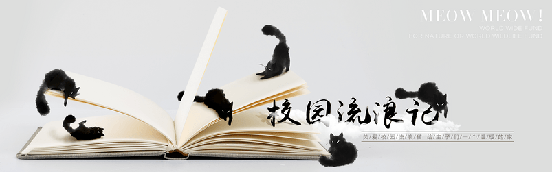 水墨中国简约风校园季猫咪特惠全屏海报