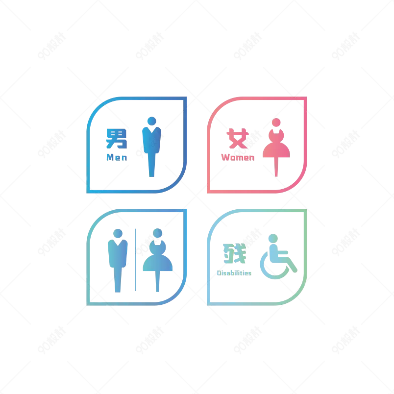 男女洗手间卫生间公共厕所标识指示牌