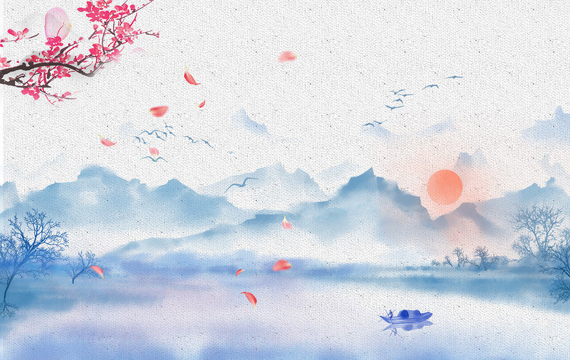 中国风古风水墨山水背景图片