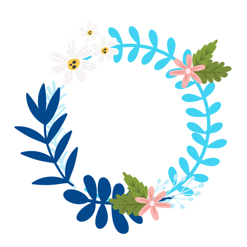 清新花朵树叶花卉边框