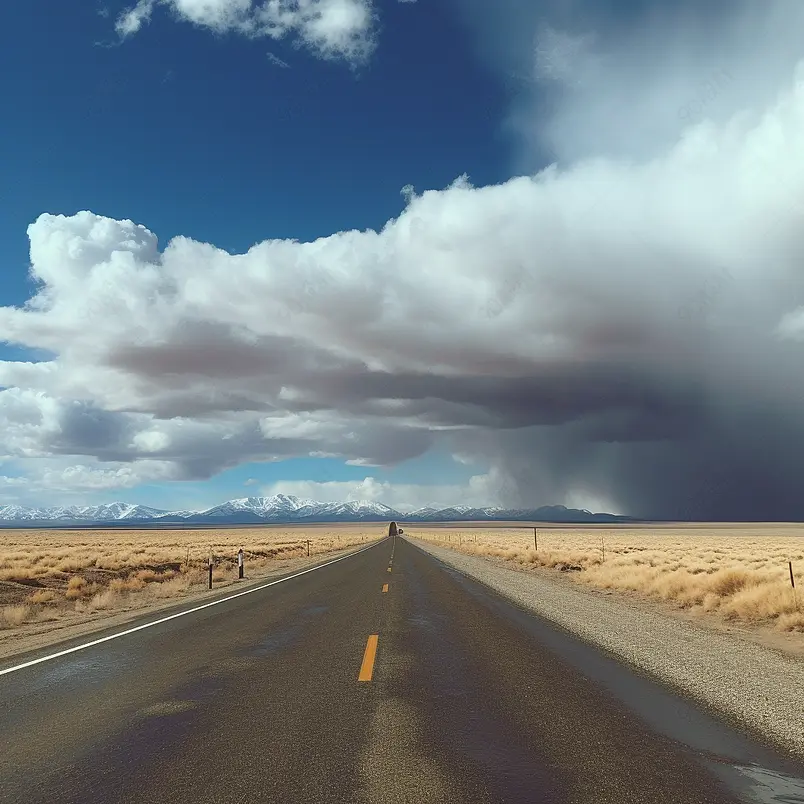 美国，内华达州，温尼姆卡，通往地平线上白云的高速公路