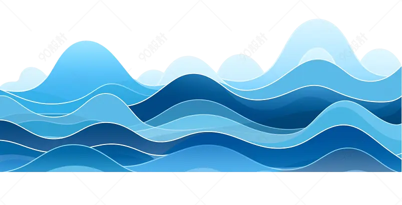 蓝色扭曲的波浪水浪花免抠素材图