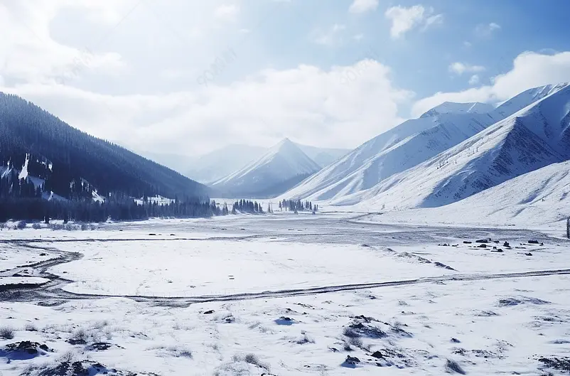 新疆禾木村雪景风光