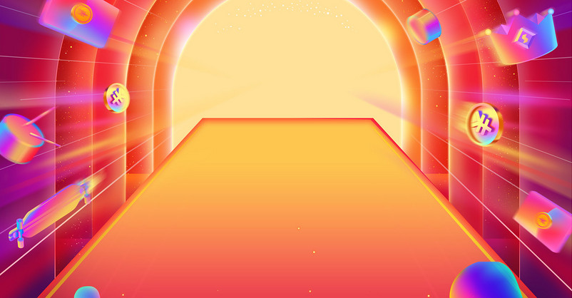 橙色炫彩渐变几何数码家电大促活动海报背景