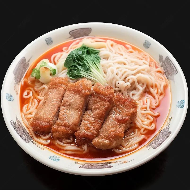 猪排面肉排面条蔬菜美食