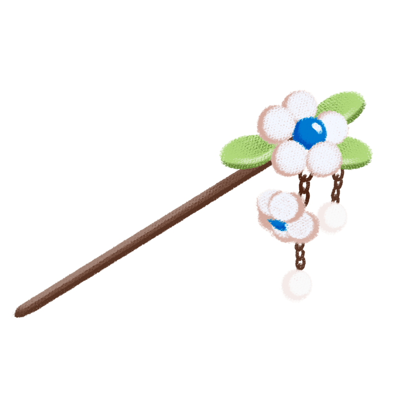 佩戴珍珠发簪插画