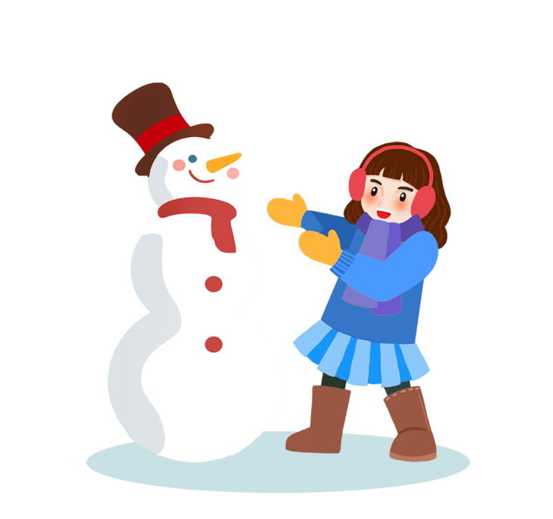 冬天堆雪人主题卡通插画