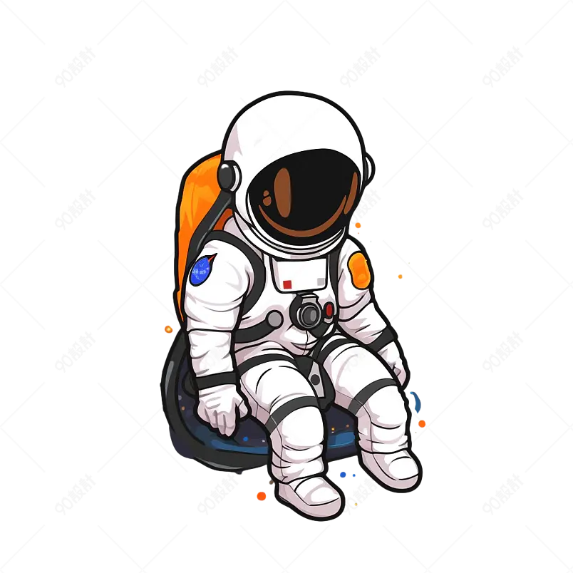 可爱宇航员仰望星空星际宇宙太空月球科技星球手绘图