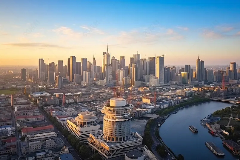 高清的图片海报设计背景广告设计素材元素城市建筑夜景航拍宁波三江口两岸cbd建筑