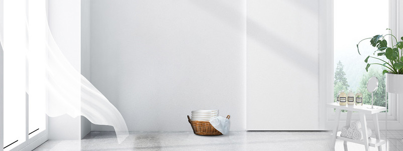 白色立体空间文艺清新家居用品海报背景