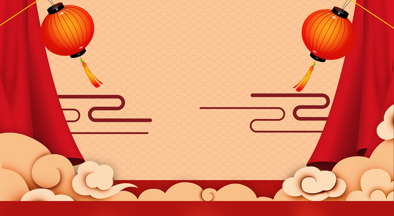 简约中国风云纹春节新年家电节日海报背景