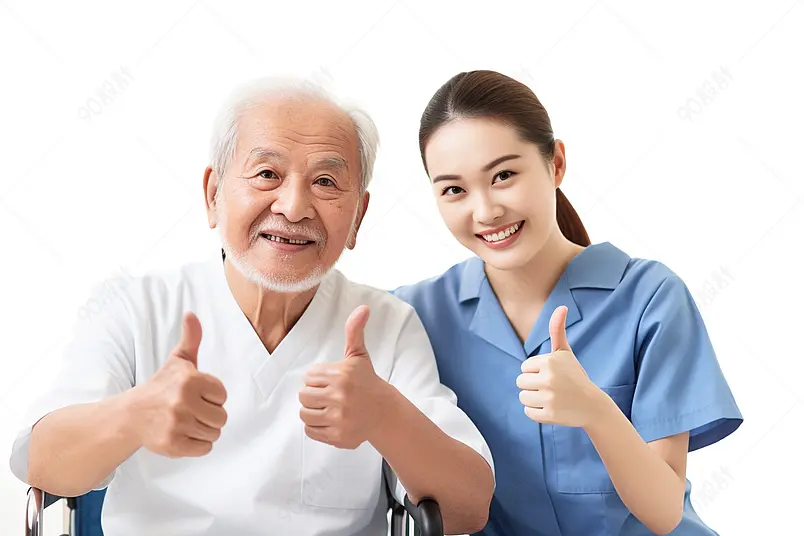 高清的图片海报设计背景广告设计素材元素护工和老人点赞形象