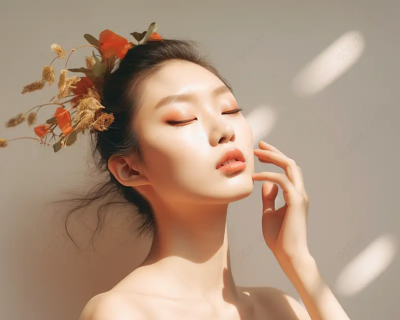 年轻婚纱美女影楼写真拍摄