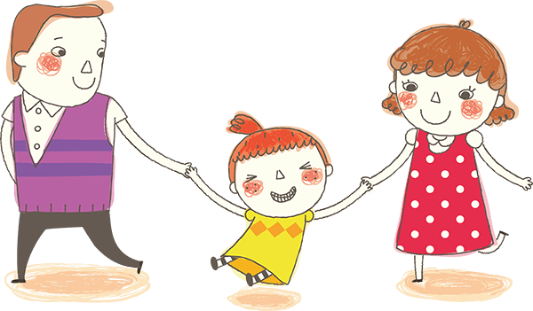 玩耍的一家三口