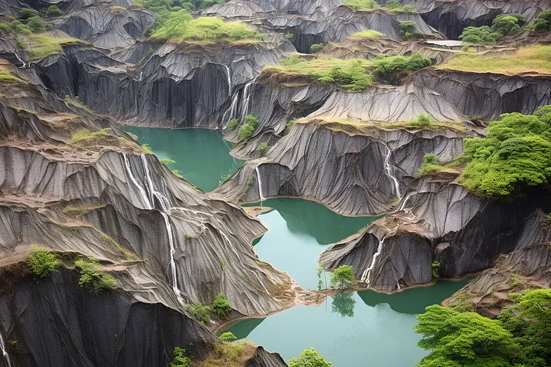 陡峭岩石奇异地貌自然风景摄影