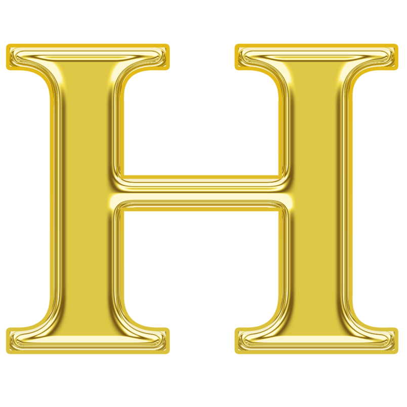 金色金属质感字母H