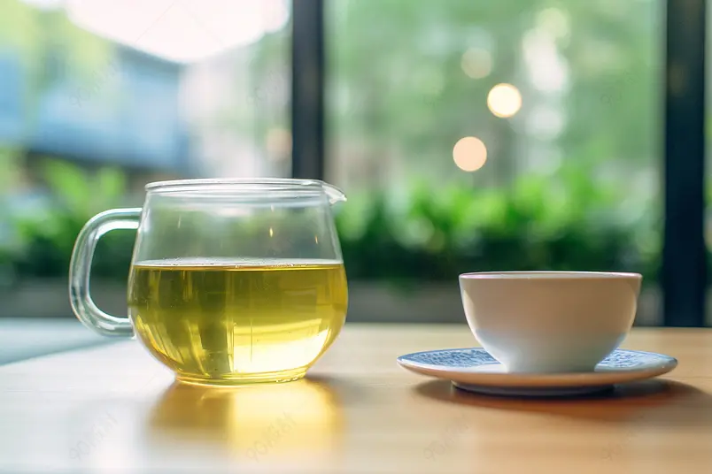 绿色中国养生茶文化下午茶背景图