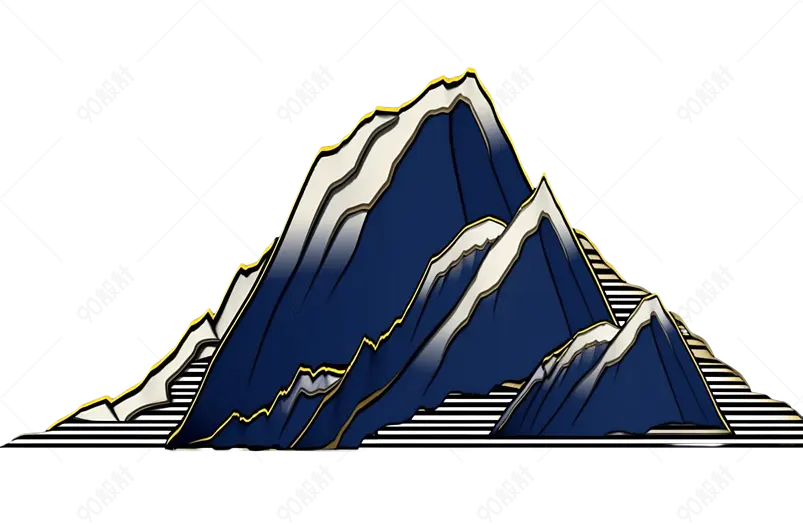 黑色金边山体山脉丘陵线条纹理元素