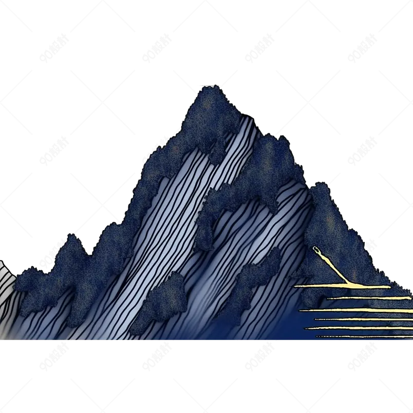 黑色中国风山水山体纹路纹理元素